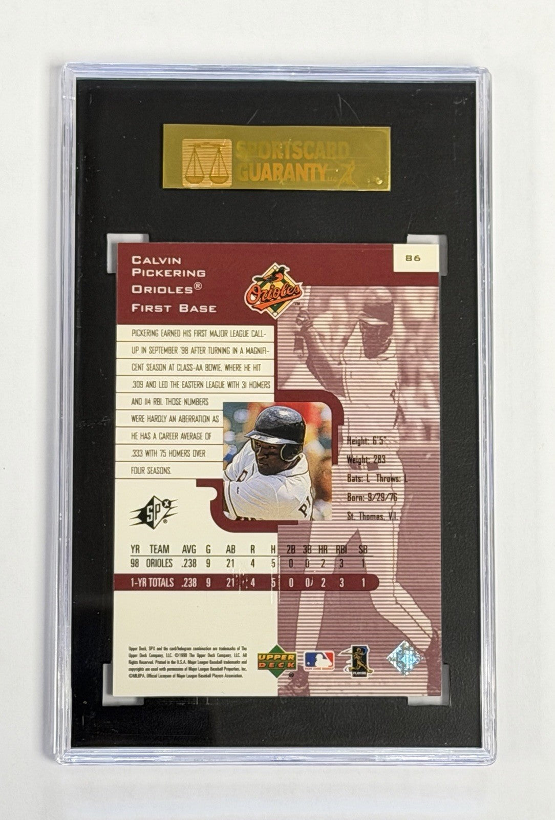 1999 Upper Deck SPX #86 Calvin Pickering SGC 8 NM/MT