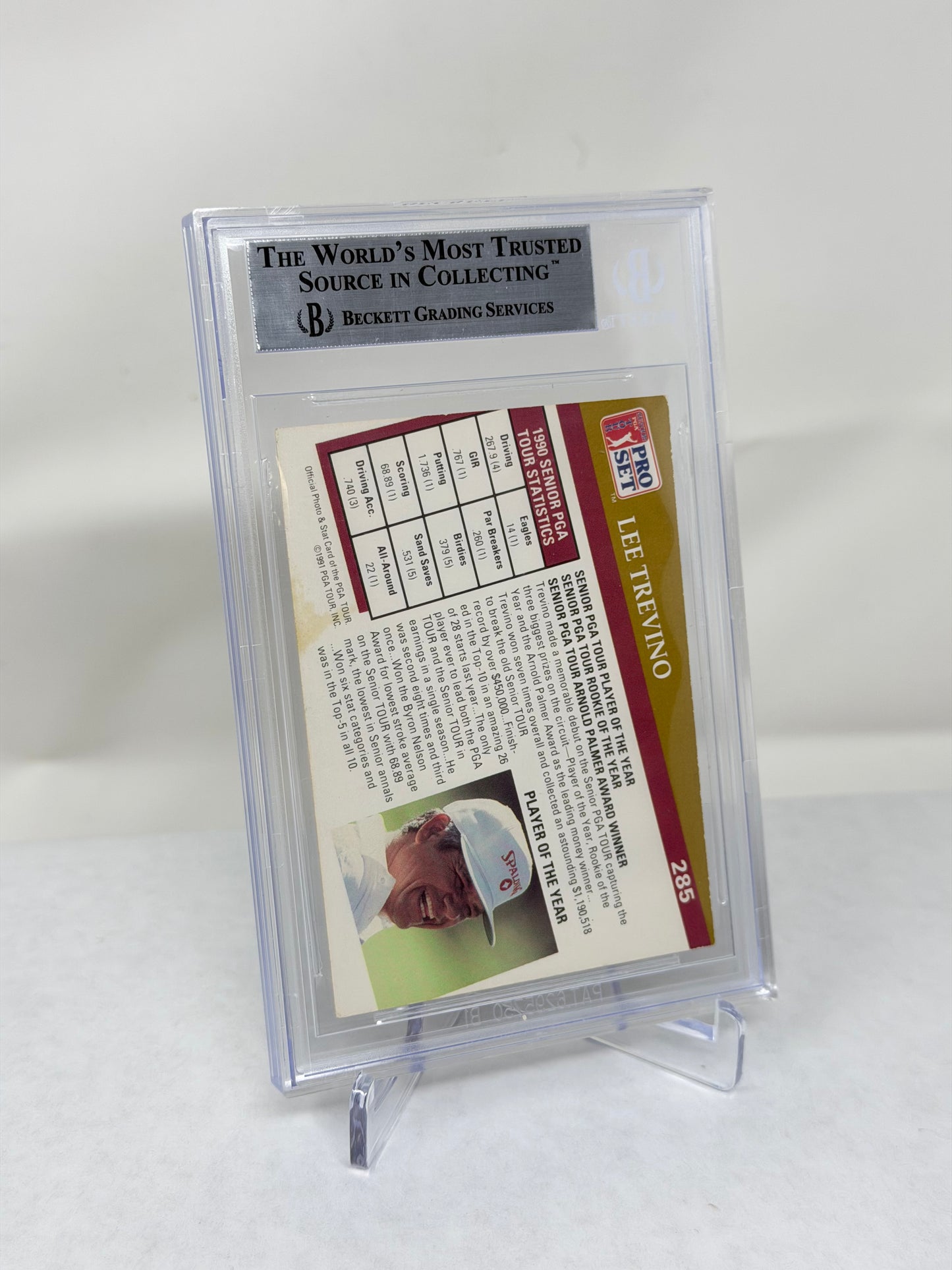 1991 Lee Trevino Pro Set #285 Signed Auto Beckett Slabbed 423