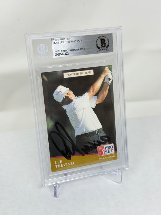 1991 Lee Trevino Pro Set #285 Signed Auto Beckett Slabbed 422