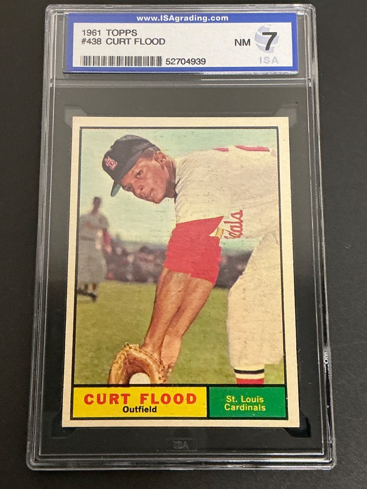 1961 Topps #438 Curt Flood Cardinals ISA Grading 7 NM 939