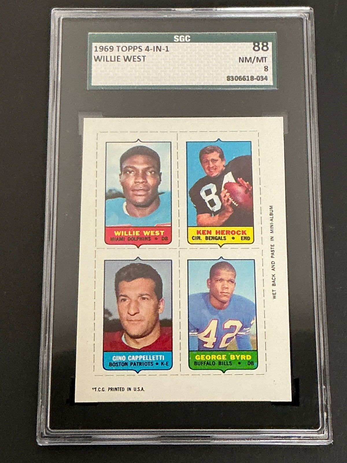 1969 Topps 4-in-1 Willie West Gino Cappelletti SGC 8 NM/MT 034