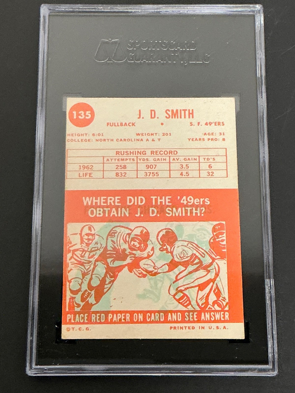 1963 Topps #135 J.D. Smith 49'ers SGC 4 VG/EX 035