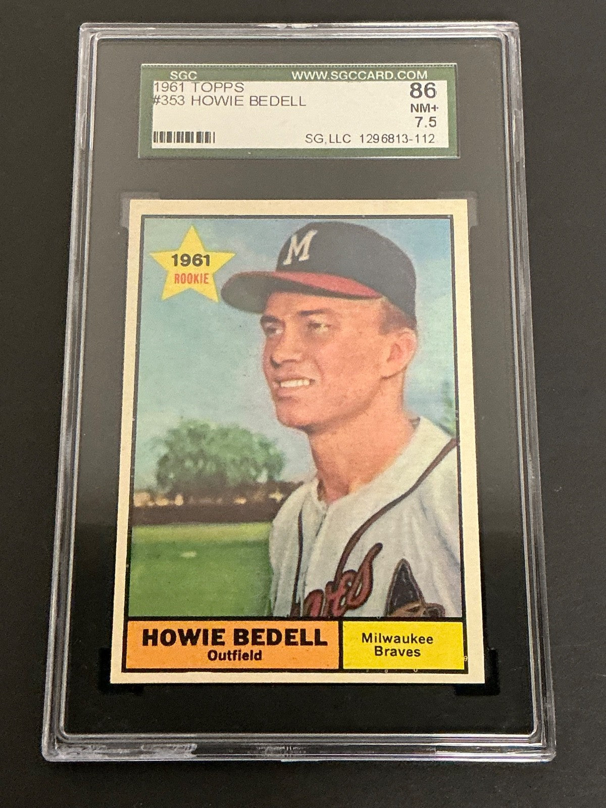 1961 Topps #353 Howie Bedell Braves RC SGC 7.5 NM+ 112