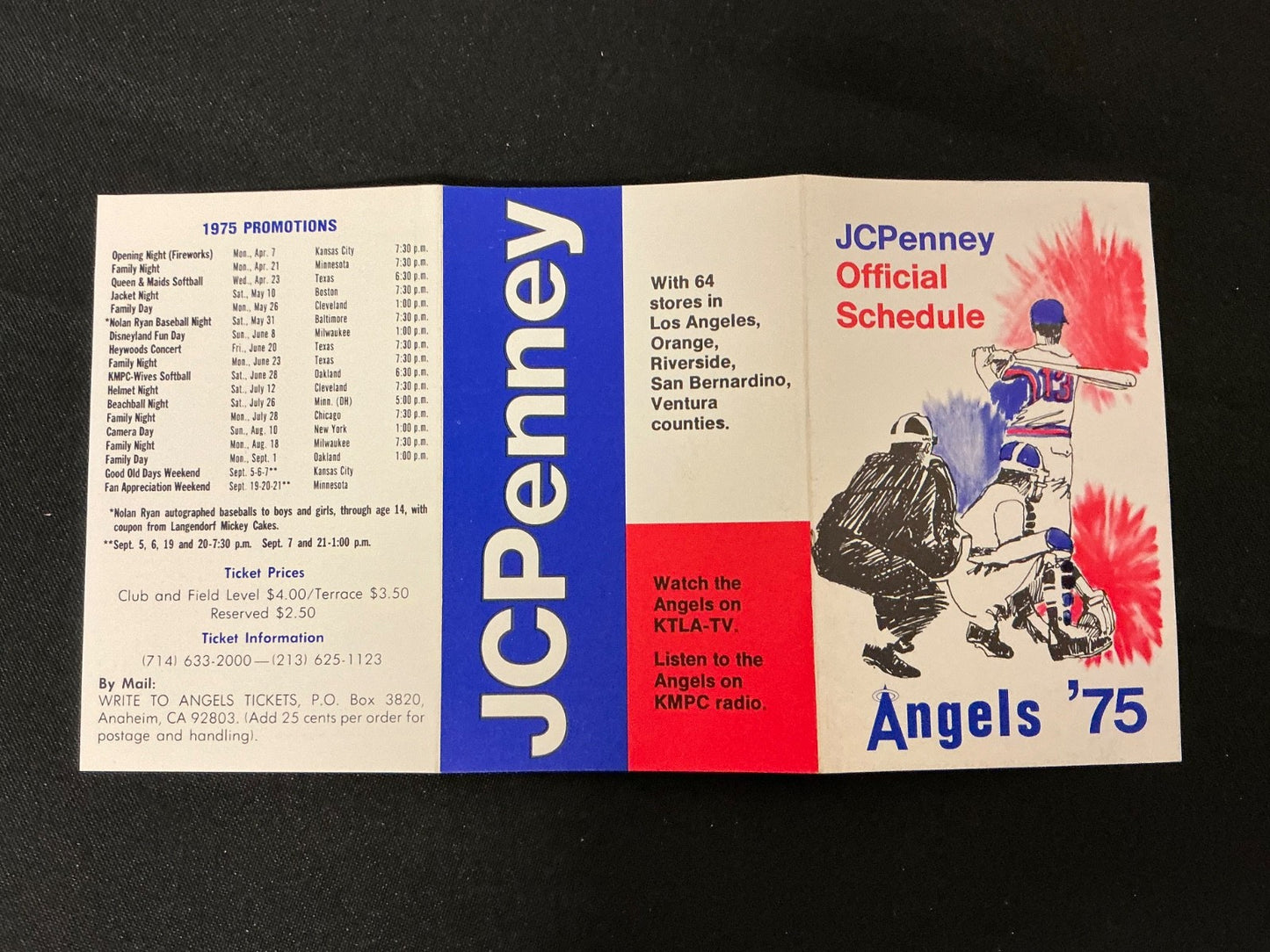 1975 Los Angeles Angels Baseball Pocket Schedule