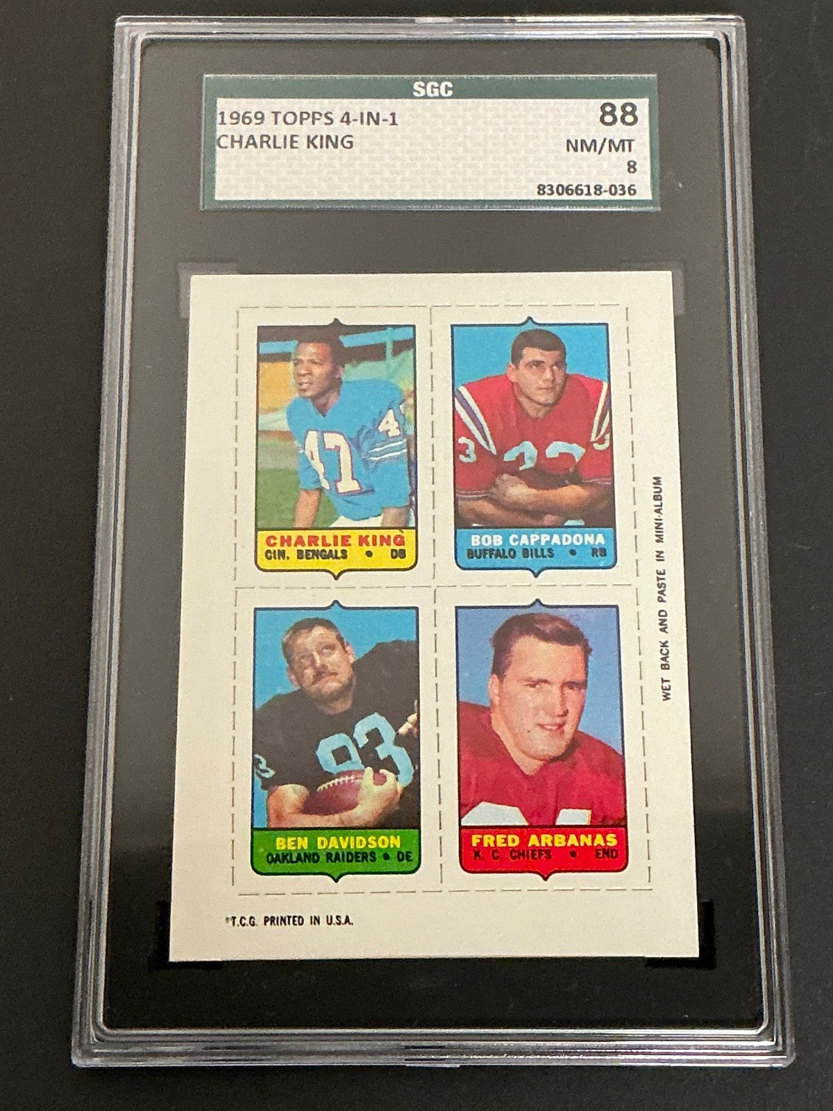 1969 Topps 4-in-1 Charlie King Ben Davidson RC SGC 8 NM/MT 036