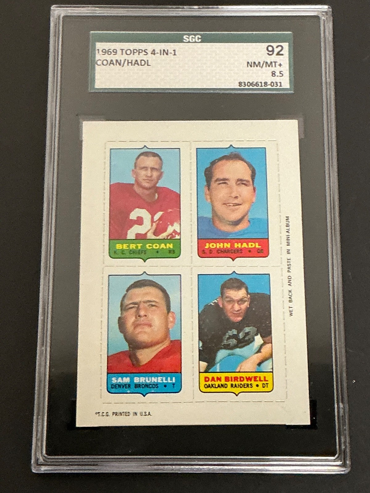 1963 Topps 4-in-1 Coan Hadl Brunelli SGC 8.5 NM/MT+ 031