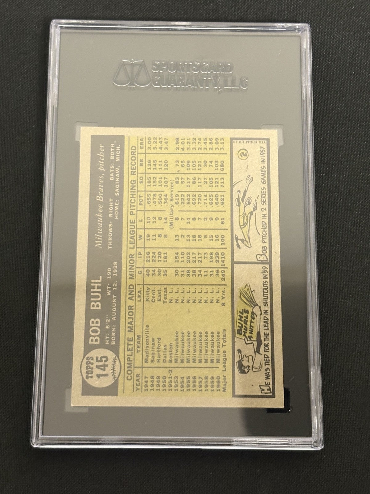 1961 Topps #145 Bob Buhl Braves SGC 7 NM 026