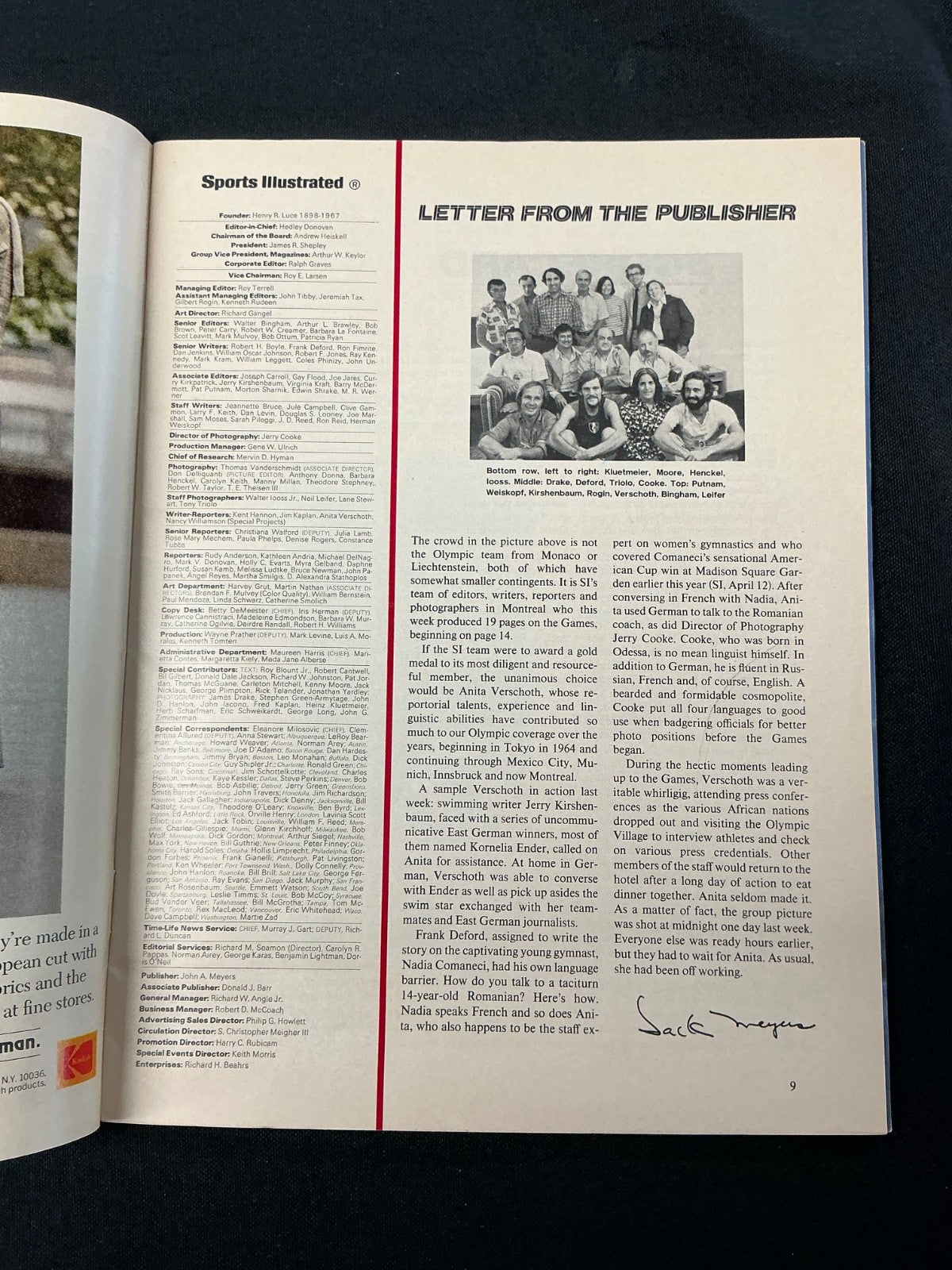 Nadia Comaneci Signed Auto 1976 Sports Illustrated Magazine BAS COA 655