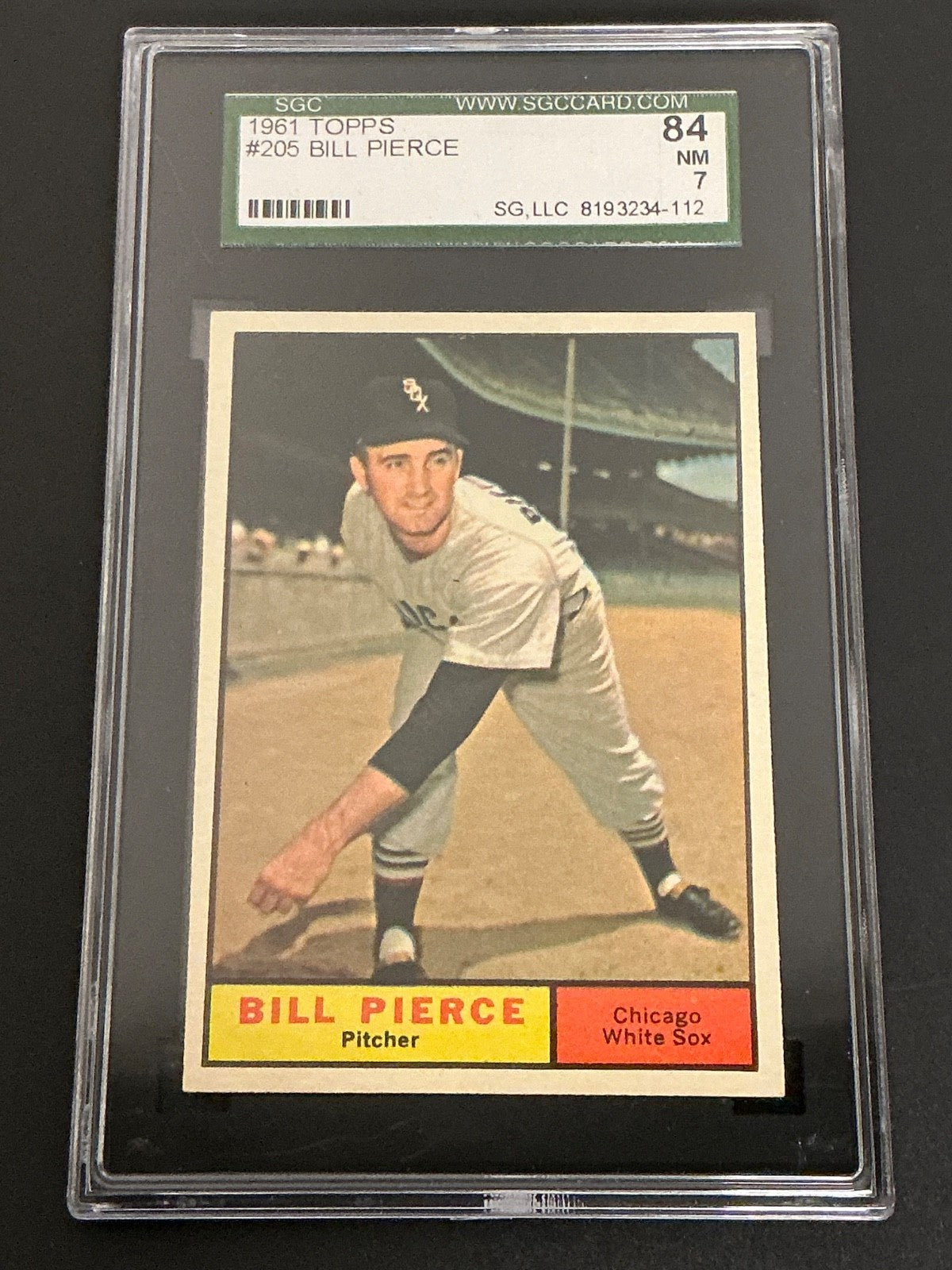 1961 Topps #205 Bill Pierce White Sox SGC 7 NM 112