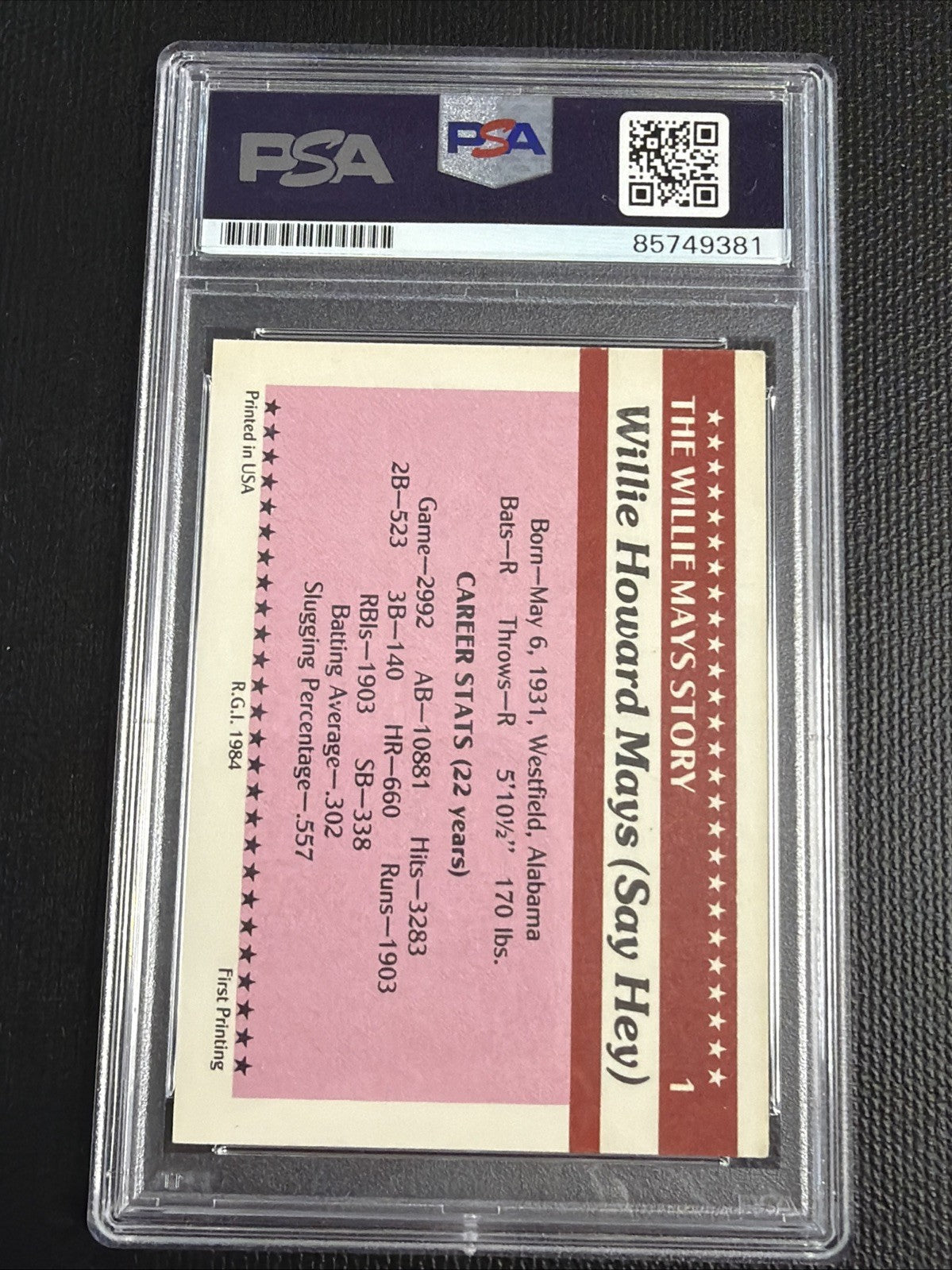 1984 Renata Galasso Willie Mays Story #1 Willie Mays Signed Auto PSA Authentic