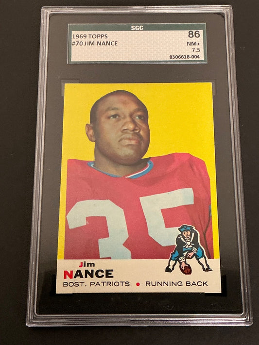 1969 Topps #70 Jim Nance Patriots SGC 7.5 NM+ 004