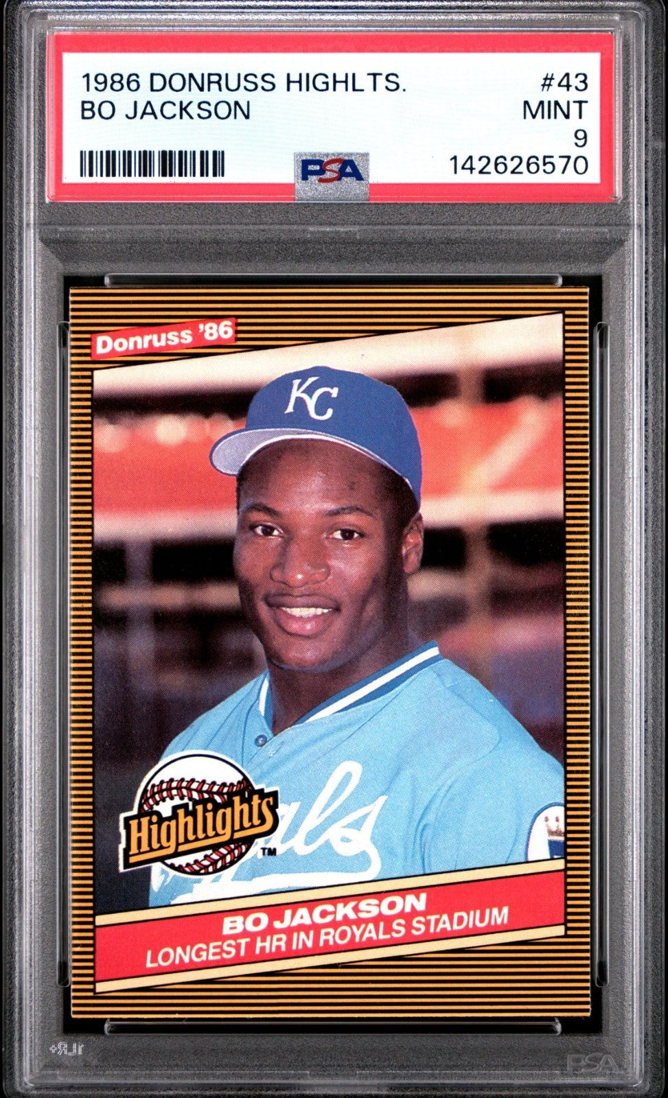 1986 Donruss Highlights #43 Bo Jackson RC Rookie PSA 9 MINT 570