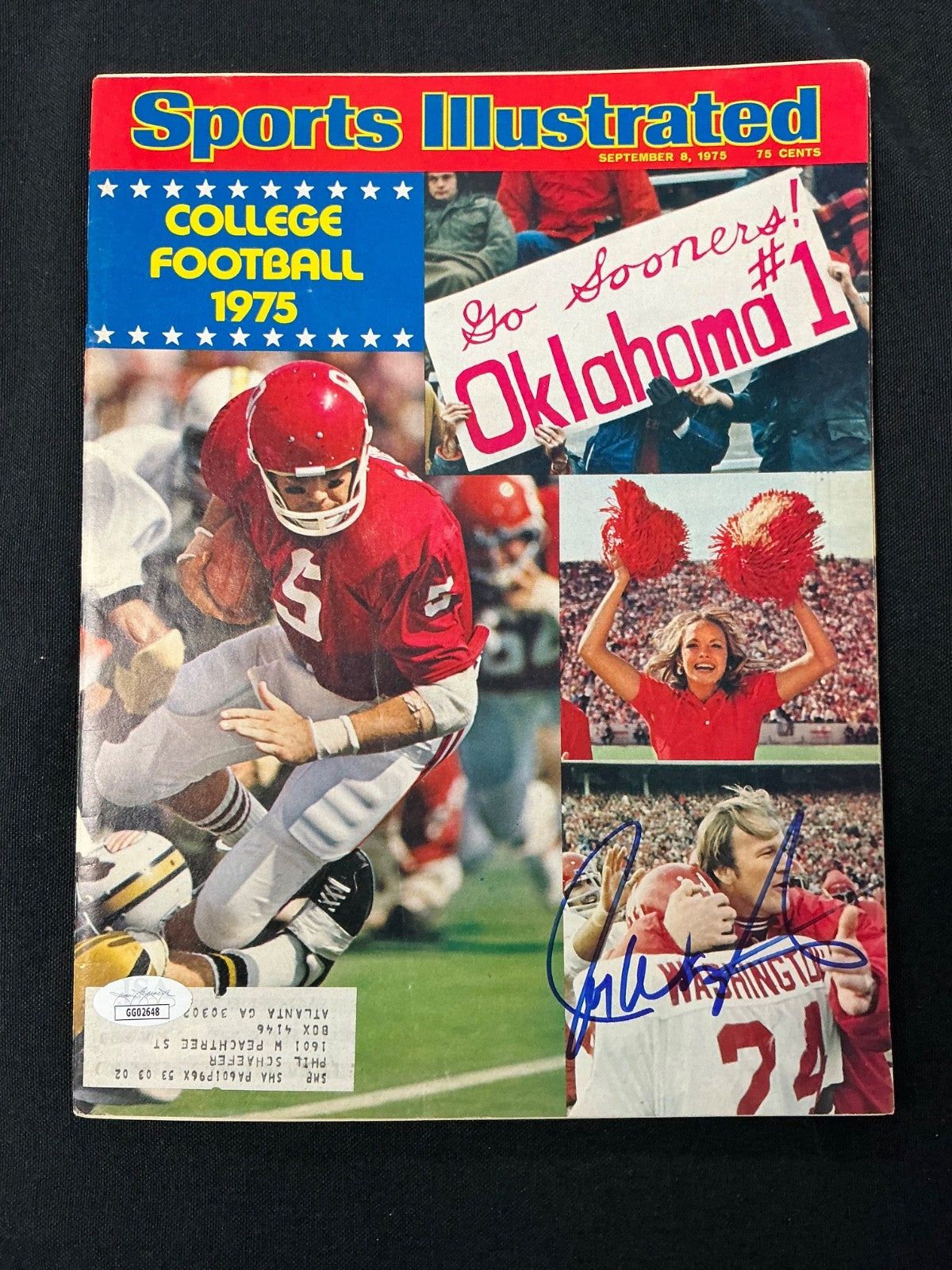 Joe Washington Oklahoma Signed Auto 1975 Sports Illustrated Magazine JSA COA 648