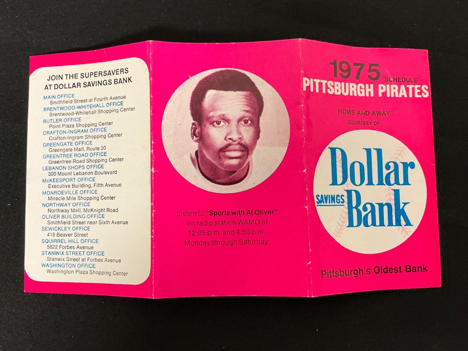 1975 Pittsburgh Pirates Baseball Pocket Schedule 