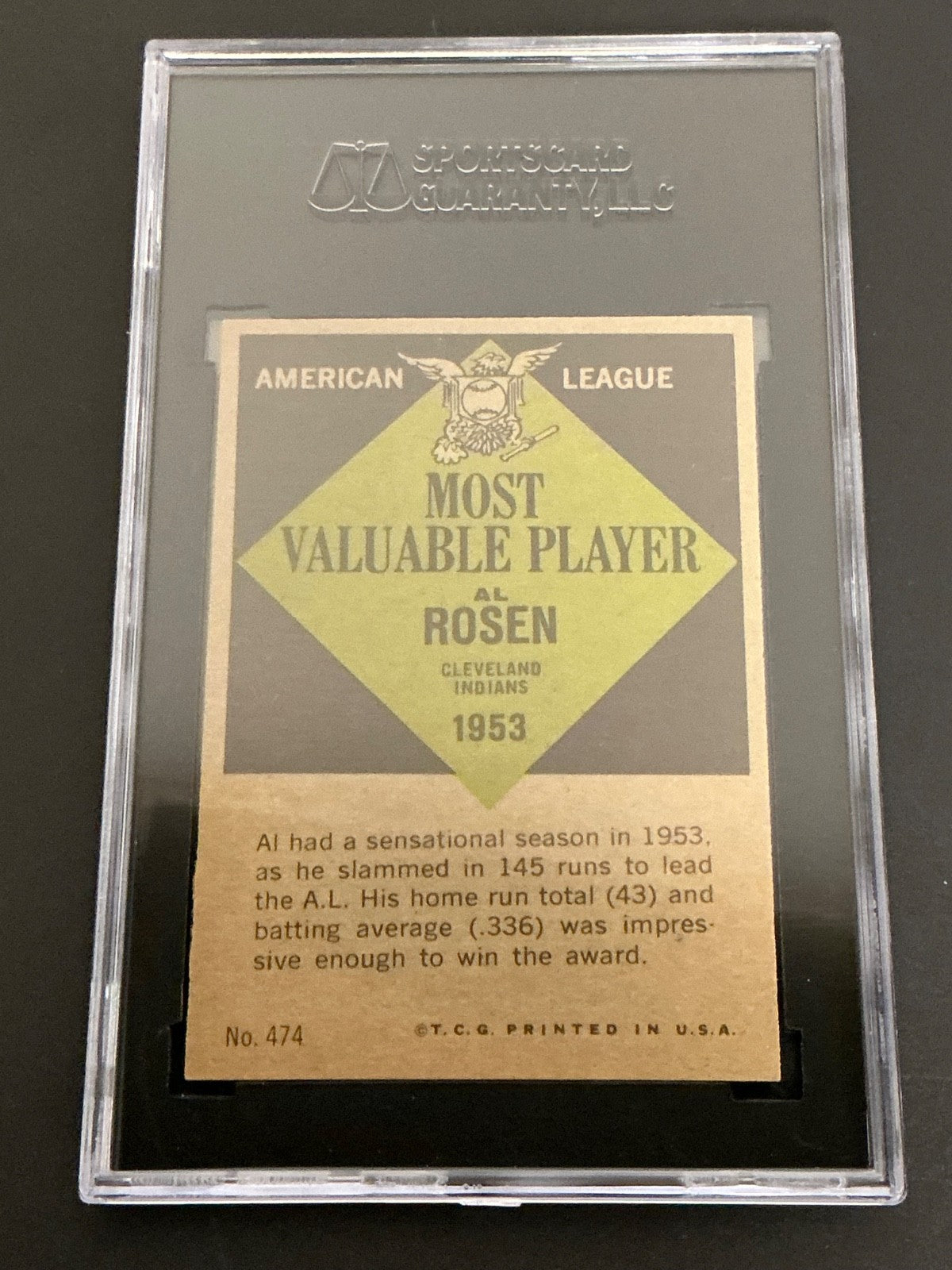1961 Topps #474 Al Rosen MVP American League SGC 7 NM 003 