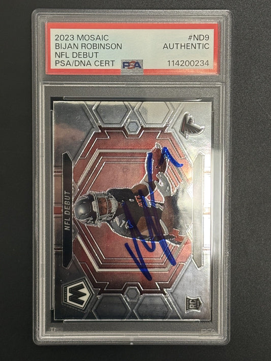 2023 Mosaic #ND9 Bijan Robinson RC NFL Debut Autographed Card PSA/DNA Cert 234