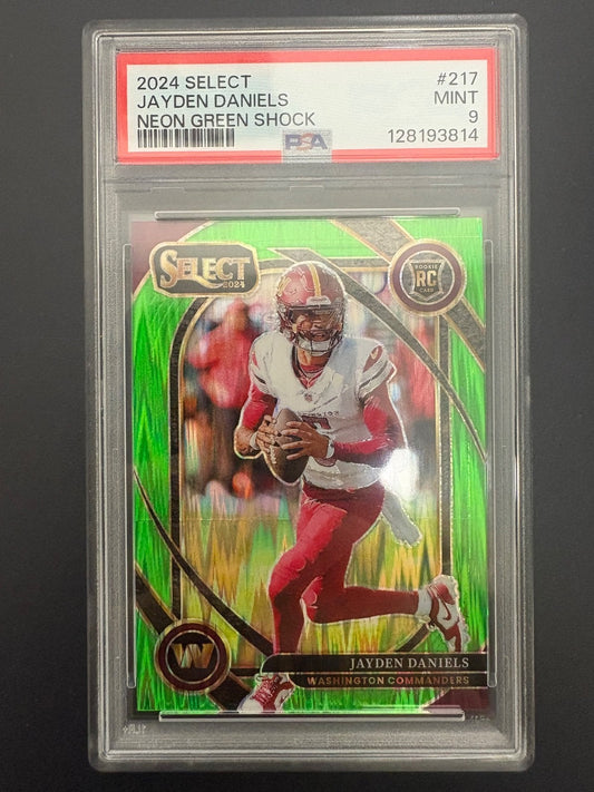 2024 Select Jayden Daniels RC Club Level Neon Green Shock  /499 PSA 9 MT 814