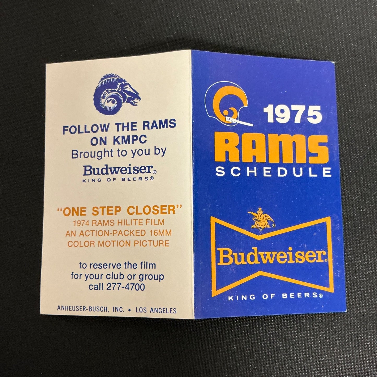 1975 Los Angeles Rams Football Pocket Schedule