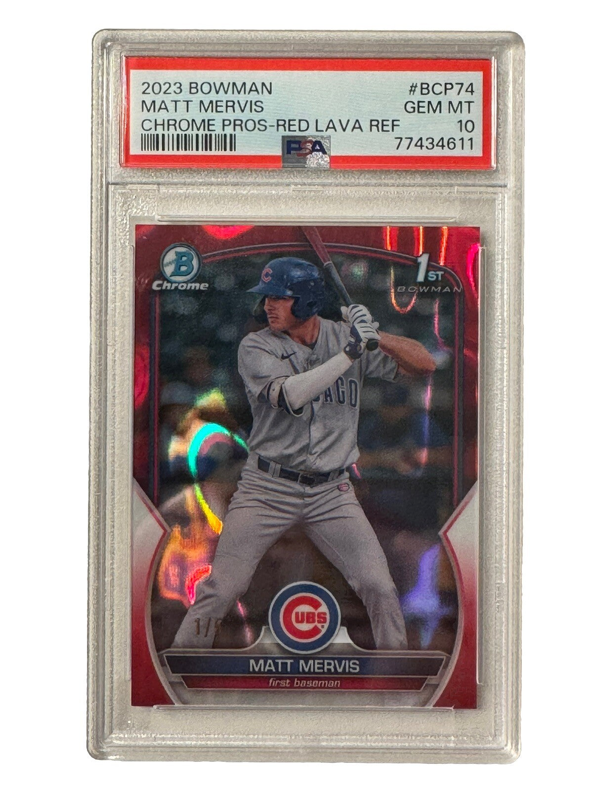 2023 Bowman Chrome Pros #BCP74 Matt Mervis RED LAVA Refractor PSA 10 #1/5 POP 1