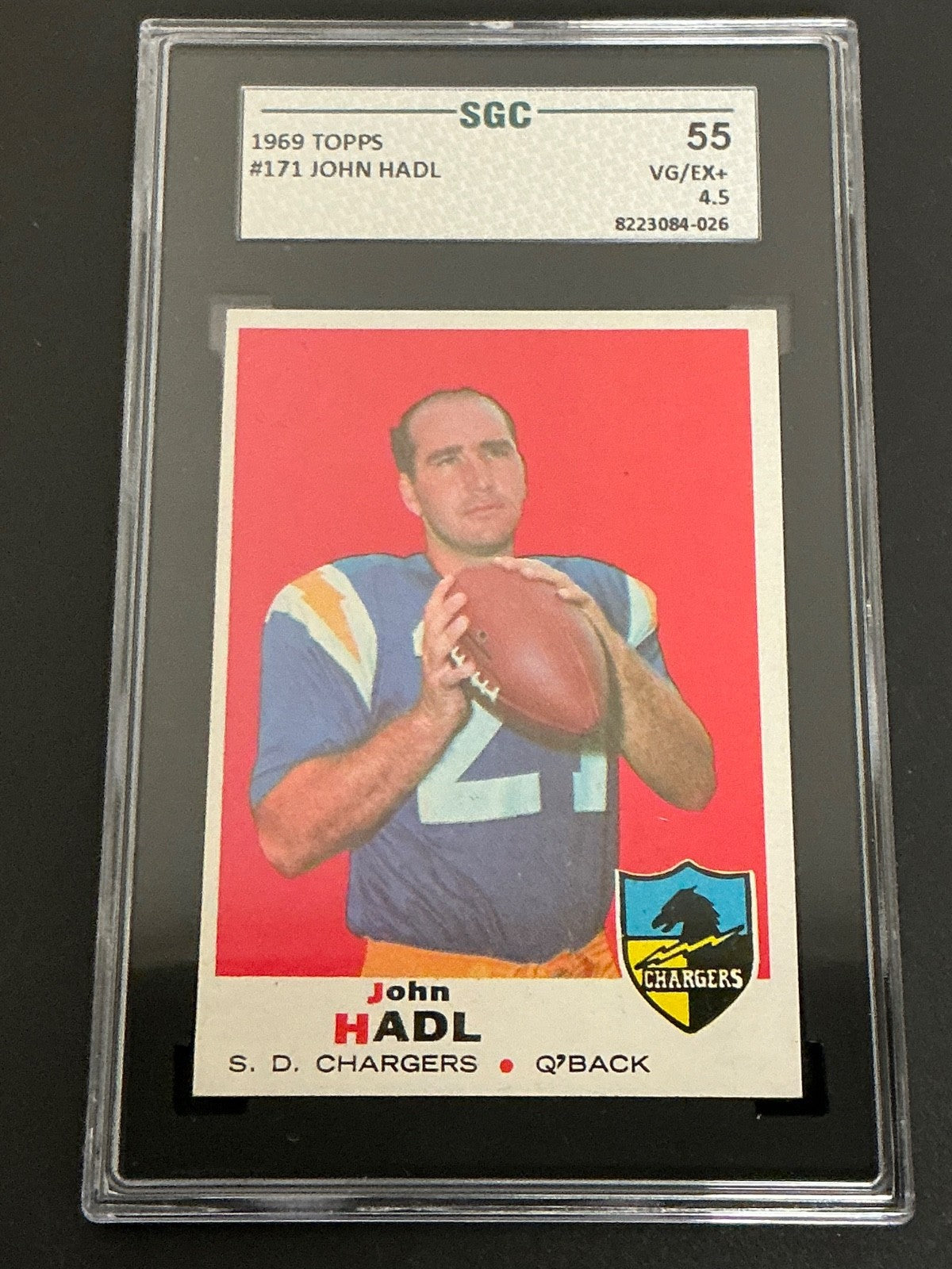1969 Topps #171 John Hadl Chargers SGC 4.5 VG/EX+ 026