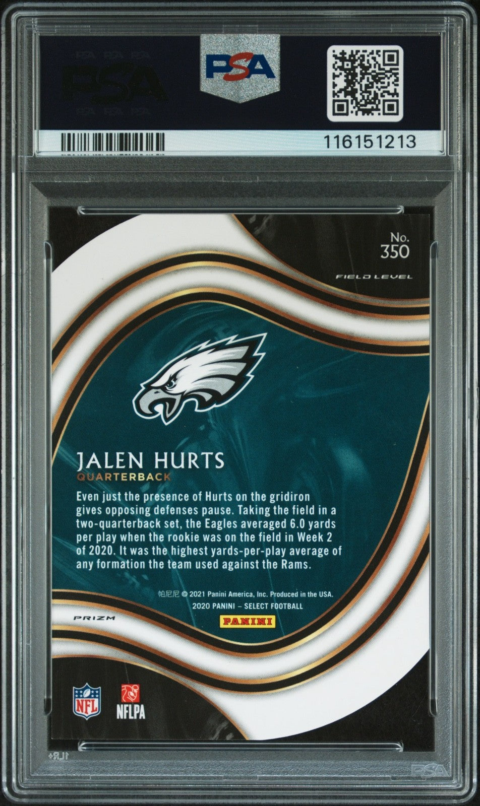 2020 Panini Select #350 Jalen Hurts RC Die-Cut Light Blue Prizm PSA 9 MINT 213