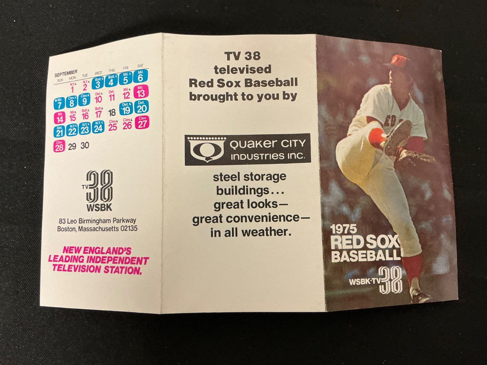 1975 Boston Red Sox Bill Lee Baseball Pocket Schedule 