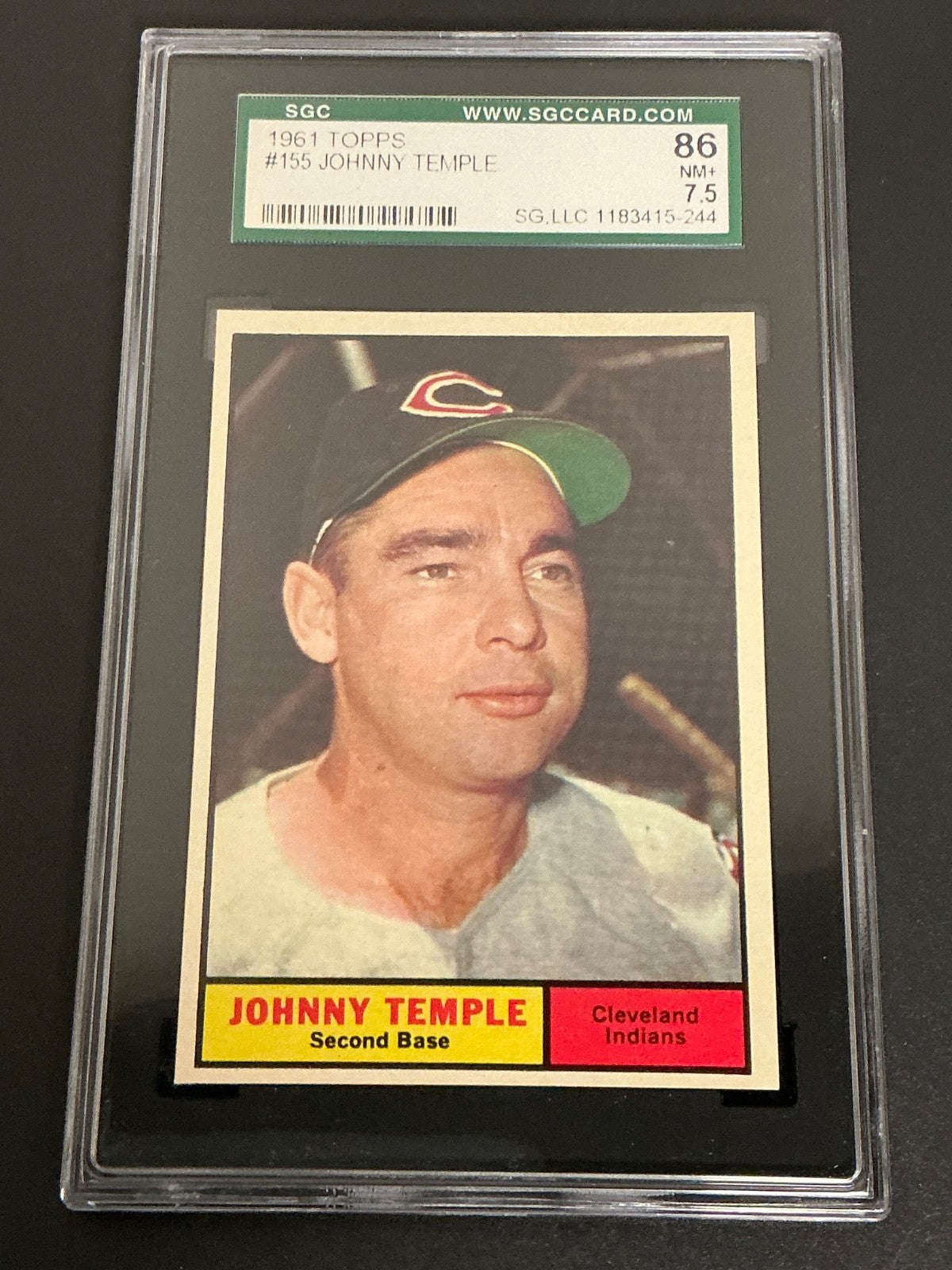1961 Topps #155 Johnny Temple Indians SGC 7.5 NM+ 244