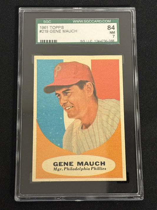 1961 Topps #219 Gene Mauch Phillies SGC 7 NM 068