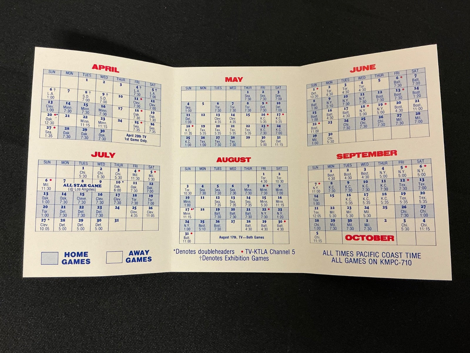 1980 Los Angeles Angels Baseball Pocket Schedule 