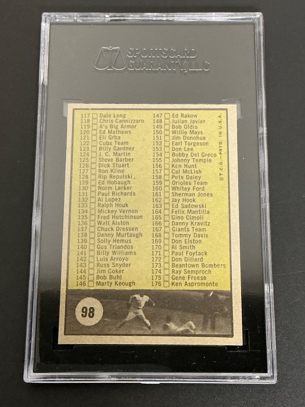1961 Topps #98 Checklist ”Checklist” In Red On Front SGC 7 NM 004