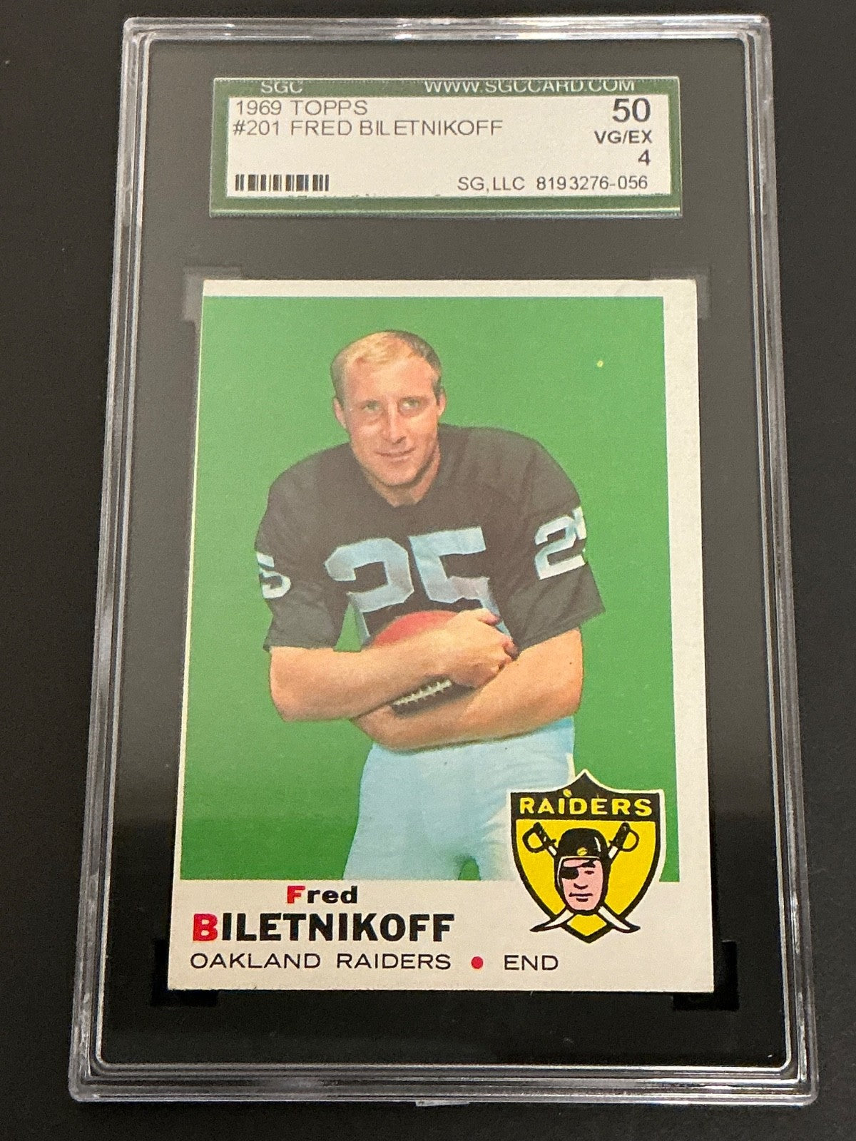 1969 Topps #201 Fred Biletnikoff Raiders SGC 4 VG/EX 056