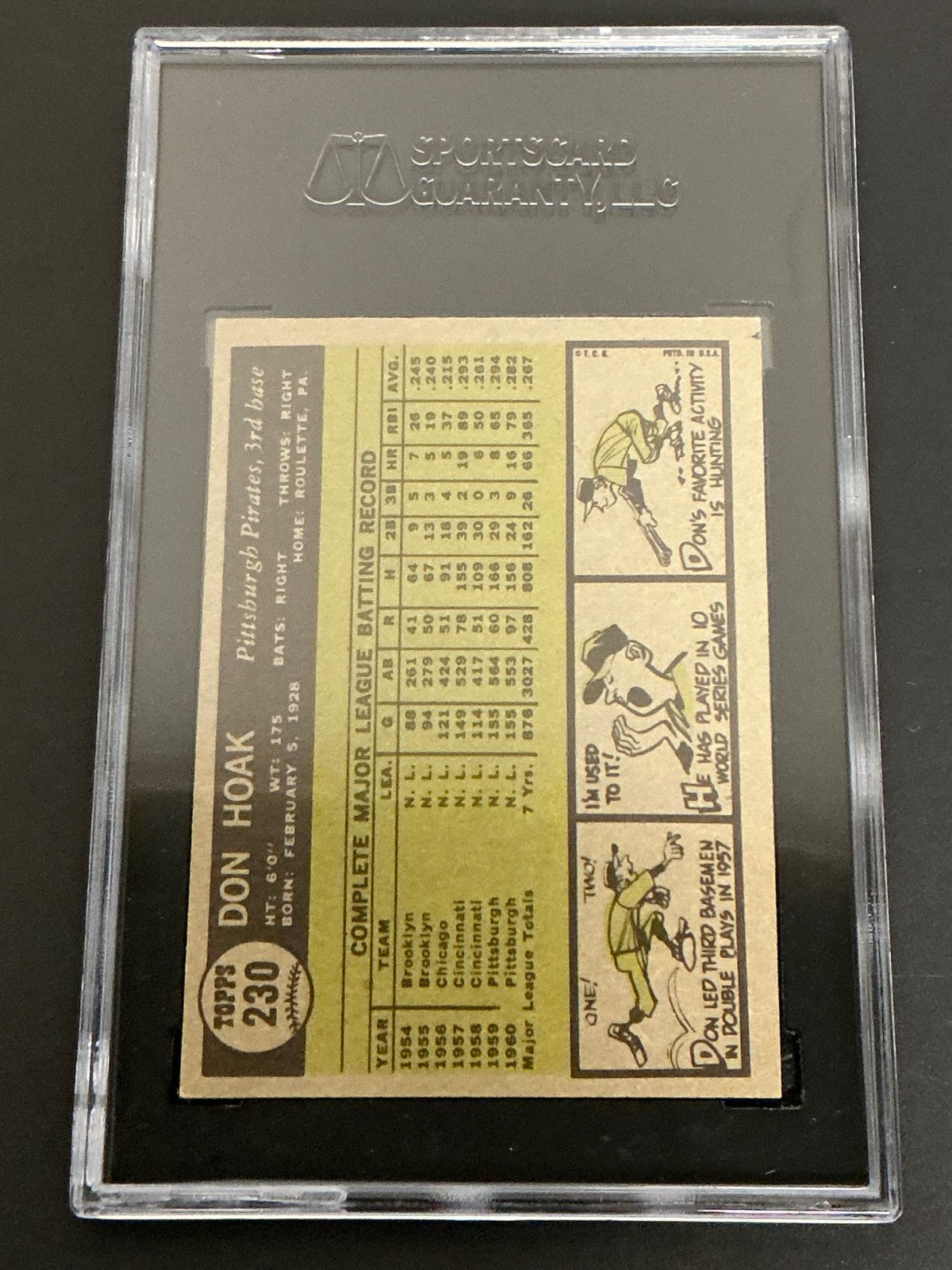 1961 Topps #230 Don Hoak Pirates SGC 4 VG/EX 035