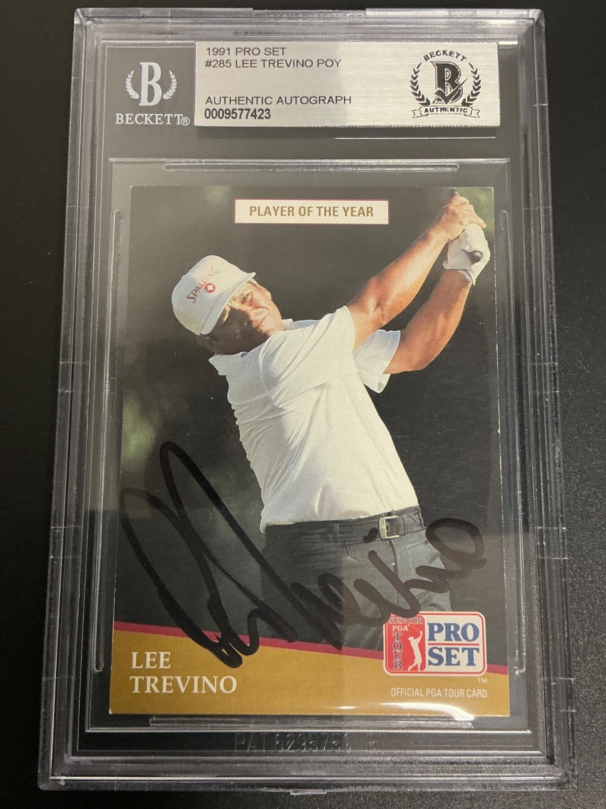 1991 Pro Set #285 Lee Trevino Signed Auto Beckett Slabbed 423