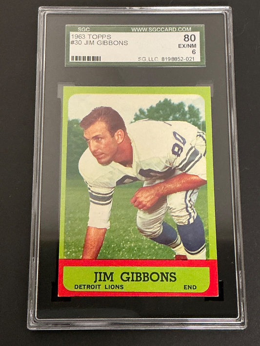 1963 Topps #30 Jim Gibbons Lions SGC 6 EX/NM 021