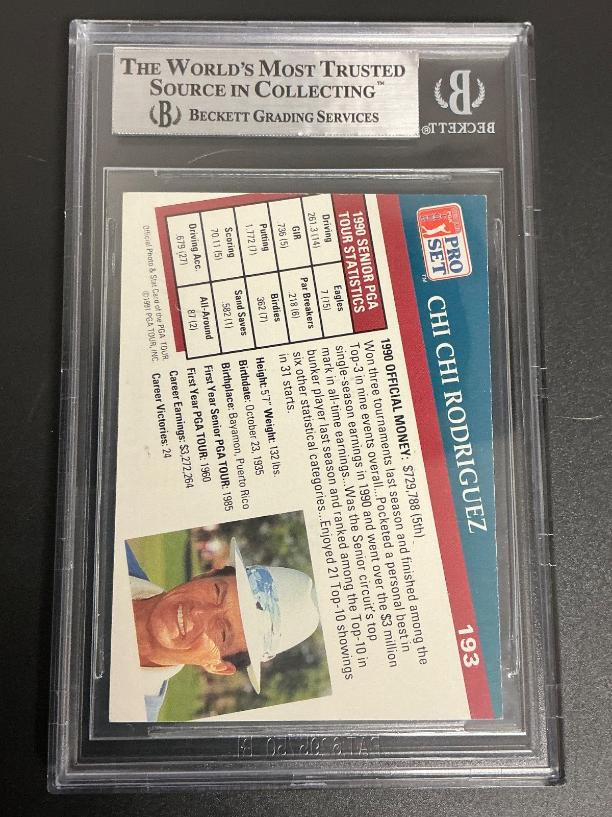 1991 PGA Tour #193 Chi Chi Rodriguez Signed Auto Beckett Slabbed 205