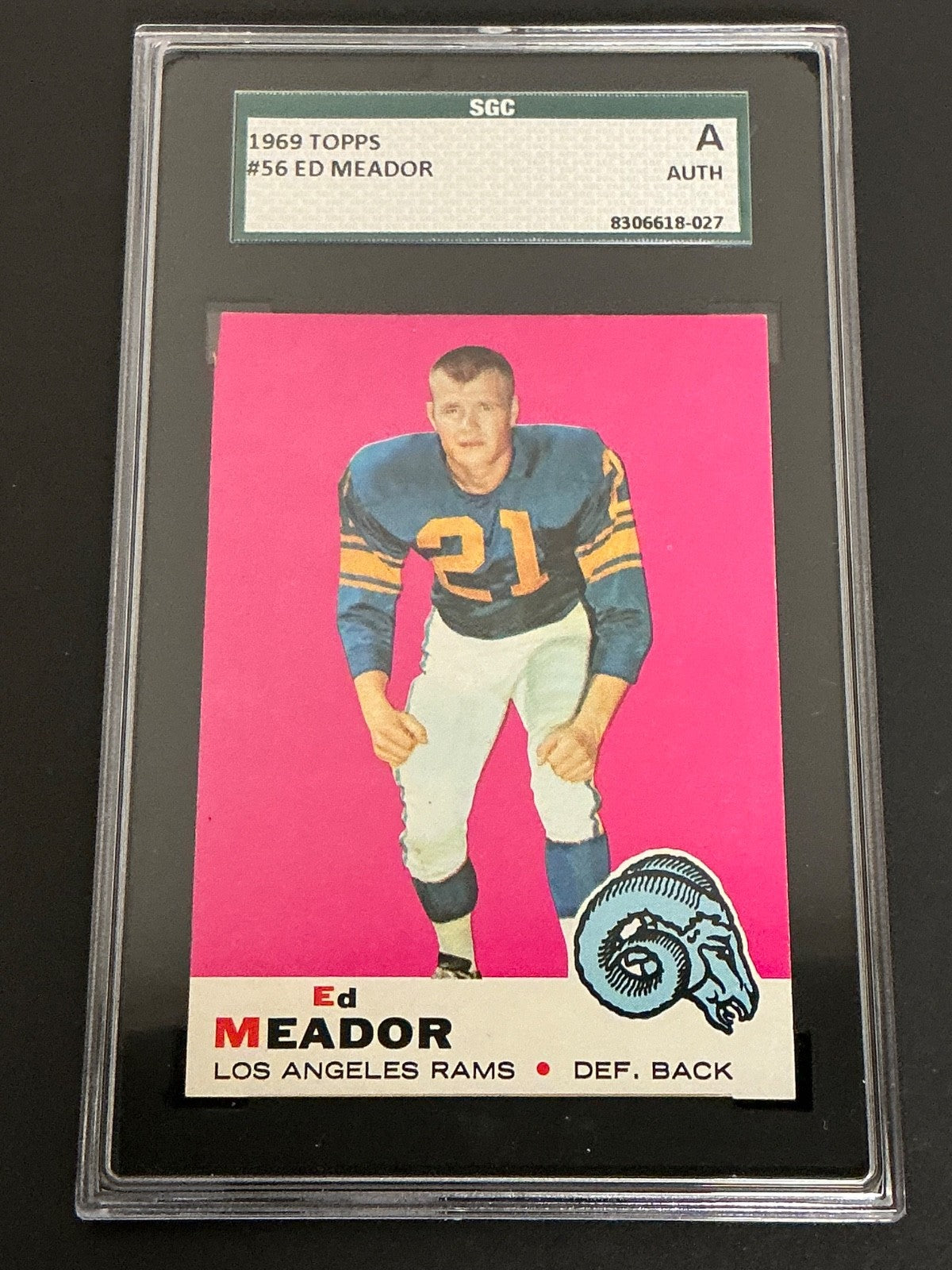 1969 Topps #56 Ed Meador Rams SGC Authentic 027