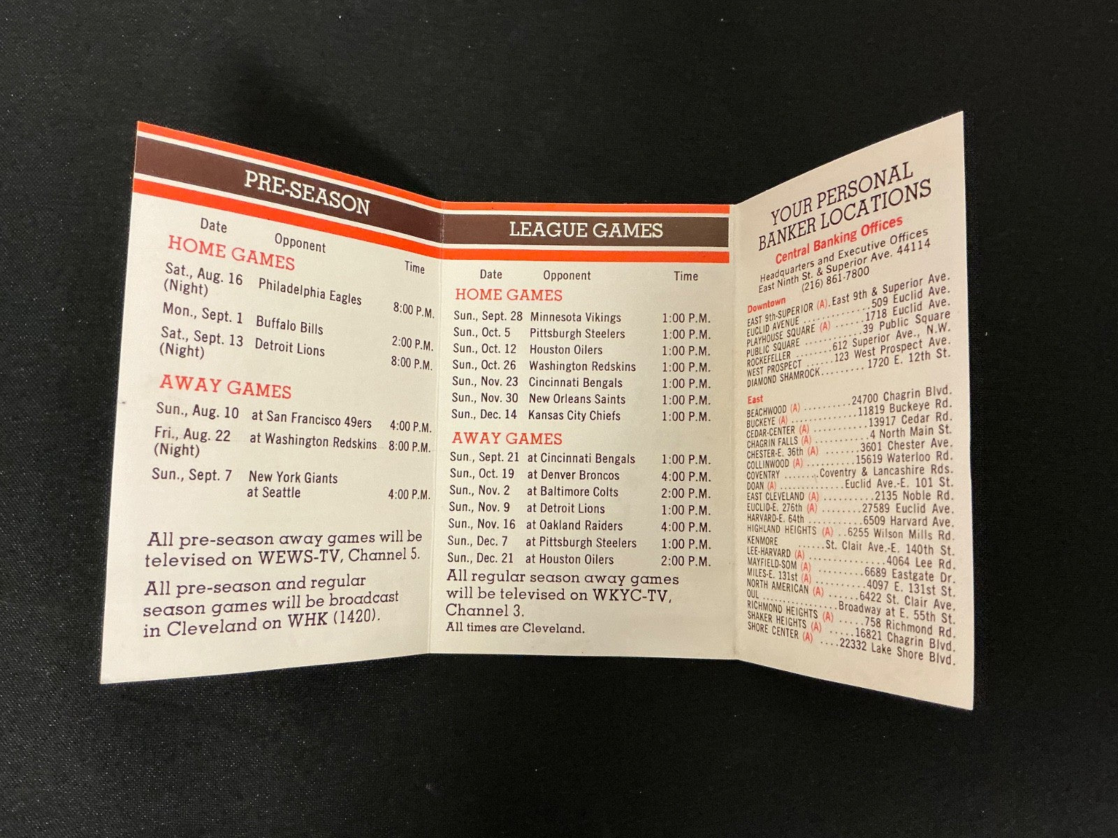 1975 Cleveland Browns Football Pocket Schedule 