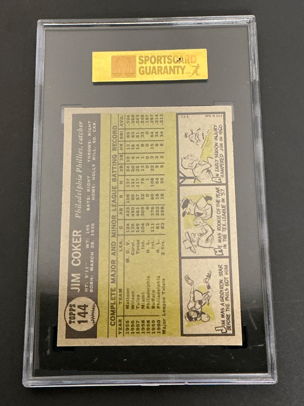 1961 Topps #144 Jim Coker Phillies SGC 8.5 NM/MT 093