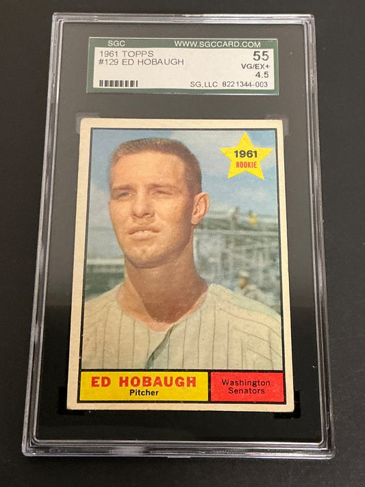 1961 Topps #129 Ed Hobaugh RC Senators SGC 4.5 VG/EX+ 003
