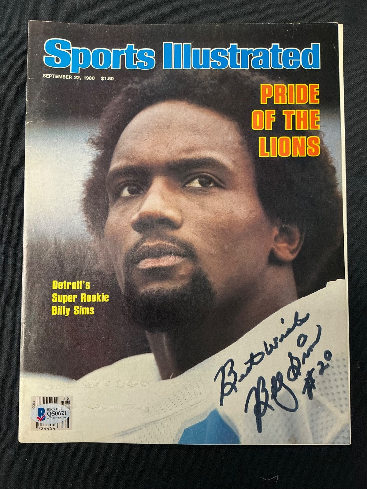 Billy Sims Signed Auto 1980 Sports Illustrated COVER ONLY BAS COA 621