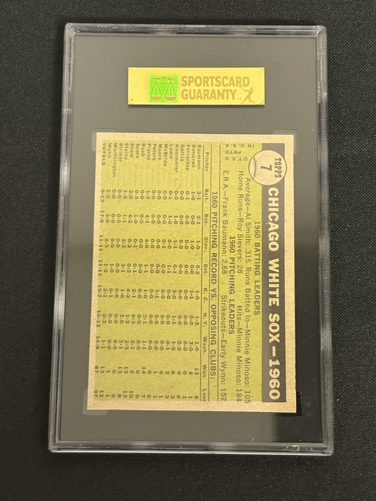 1961 Topps #7 Chicago White Sox SGC 7 NM 471