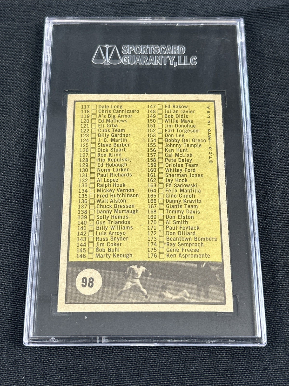 1961 Topps #98 Checklist #98 On Back In Black SGC 7.5 NM+ 003 