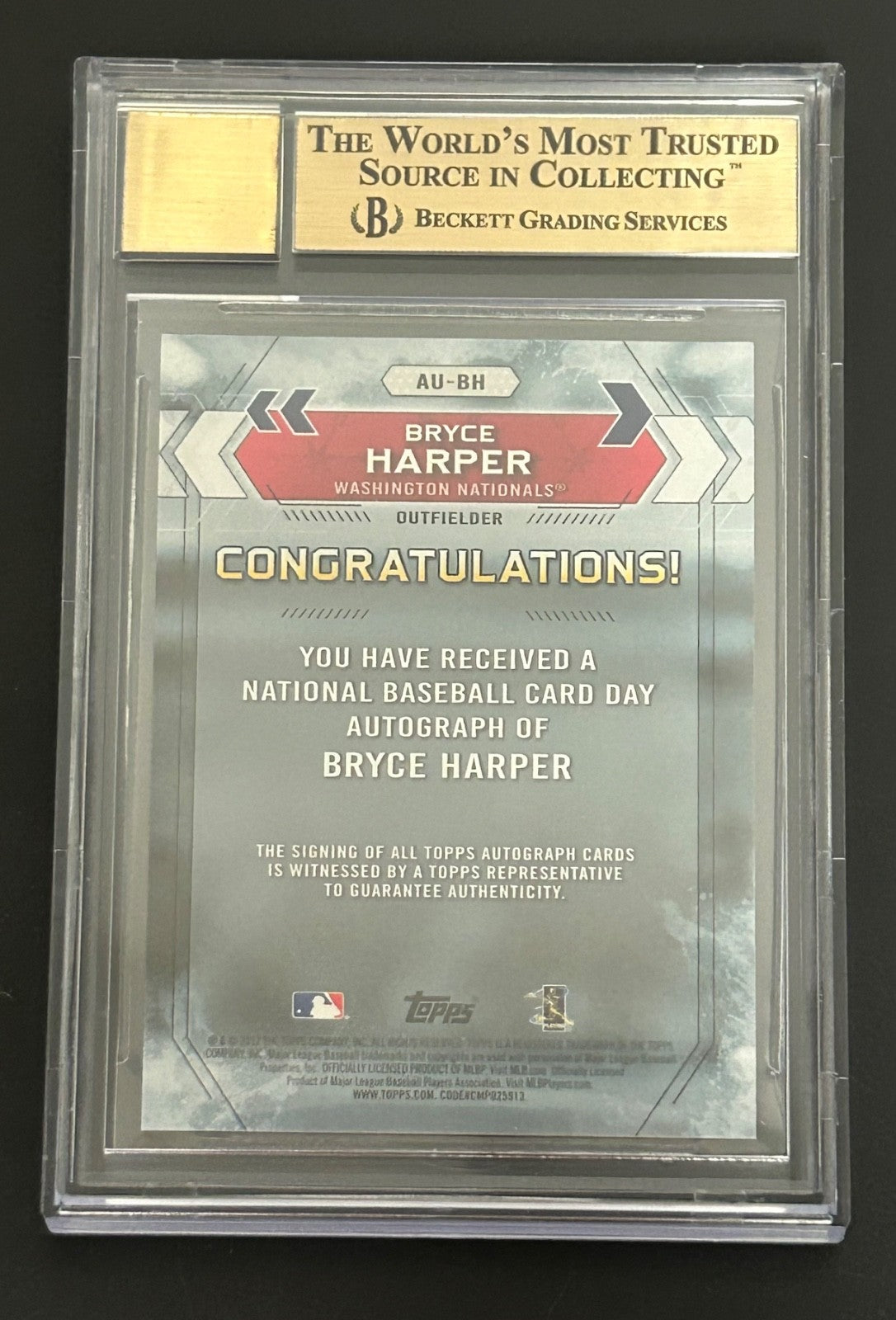 2017 Topps Baseball Card Day #AUBH Bryce Harper Auto /20 BGS 9.5 GEM MT 981