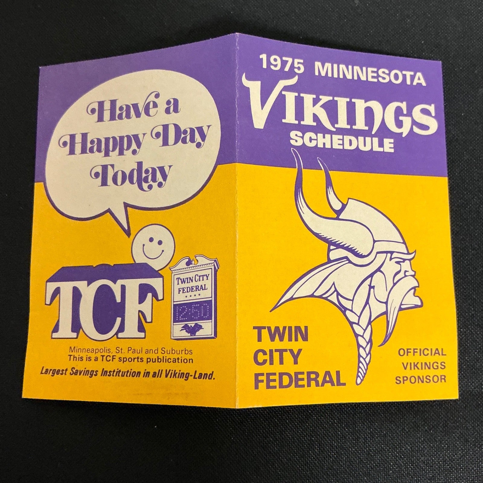1975 Minnesota Vikings Football Pocket Schedule