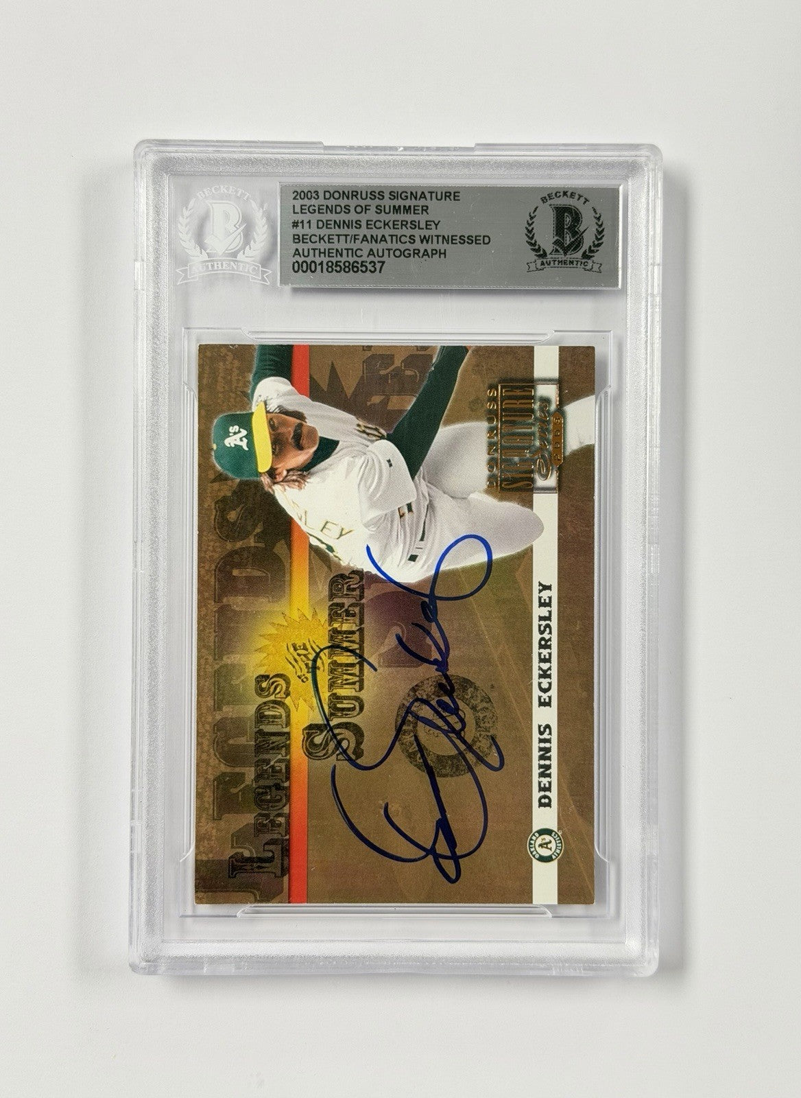 2003 DONRUSS SIGNATURE LEGENDS OF SUMMER #11 DENNIS ECKERSLEY AUTHENTIC AUTO