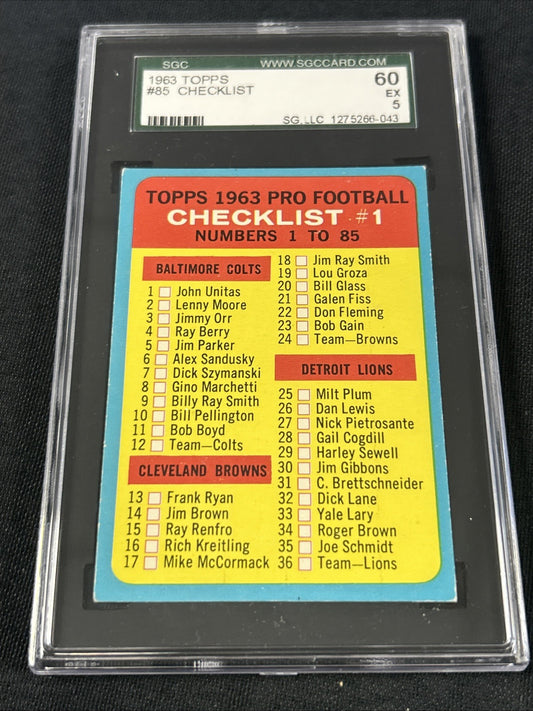 1963 Topps #85 Checklist SGC 5 EX 043