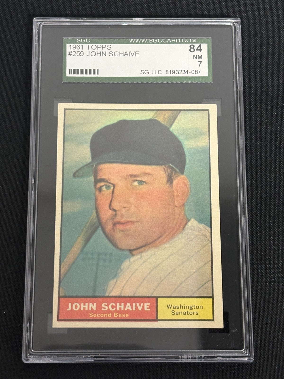 1961 Topps #259 John Schaive Senators SGC 7 NM 087