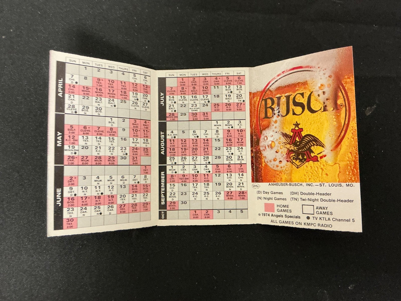 1974 Los Angeles Angels Baseball Pocket Schedule 