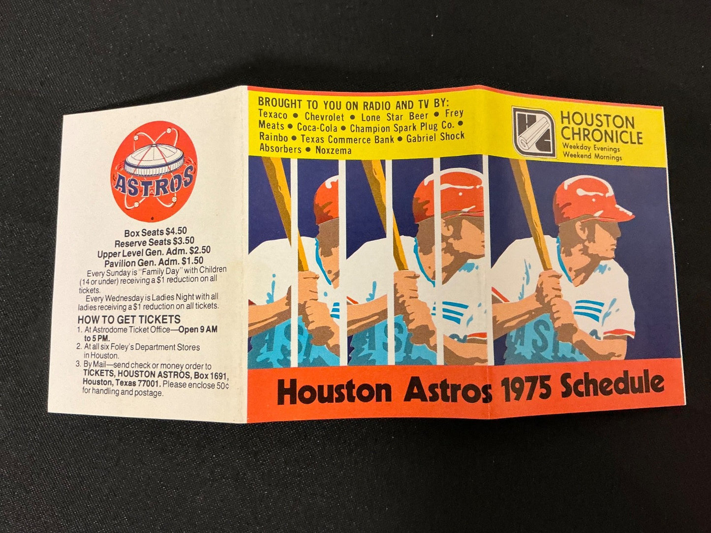 1975 Houston Astros Baseball Pocket Schedule 