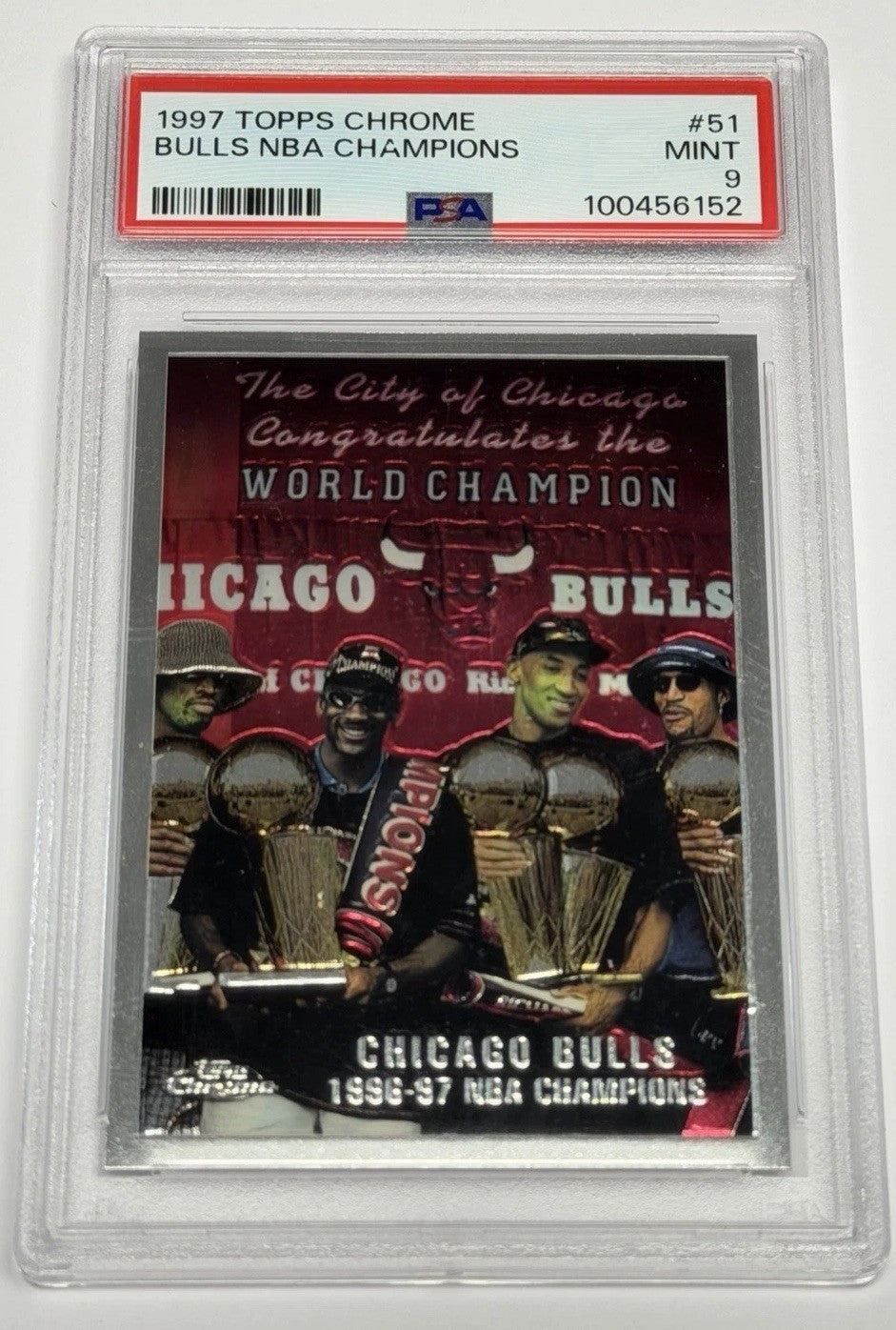 1997-98 Topps Chrome Bulls NBA Champions #51 PSA 9 MINT 152
